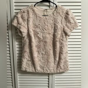 Faux Fur Cream Anthropologie Top - XS